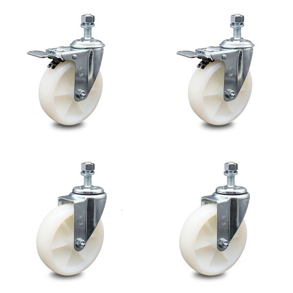 Service Caster 5 Inch Nylon Wheel Swivel 12mm Threaded Stem Caster Total Lock Brakes, 2PK SCC-TSTTL20S514-NYS-M1215-2-S-2 - main